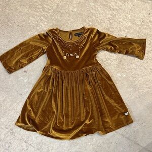 Charming Kids Velvet Dress in Gold
